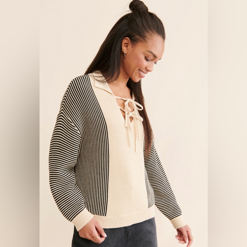 Found Tabas Tie-Collar Knit Sweater